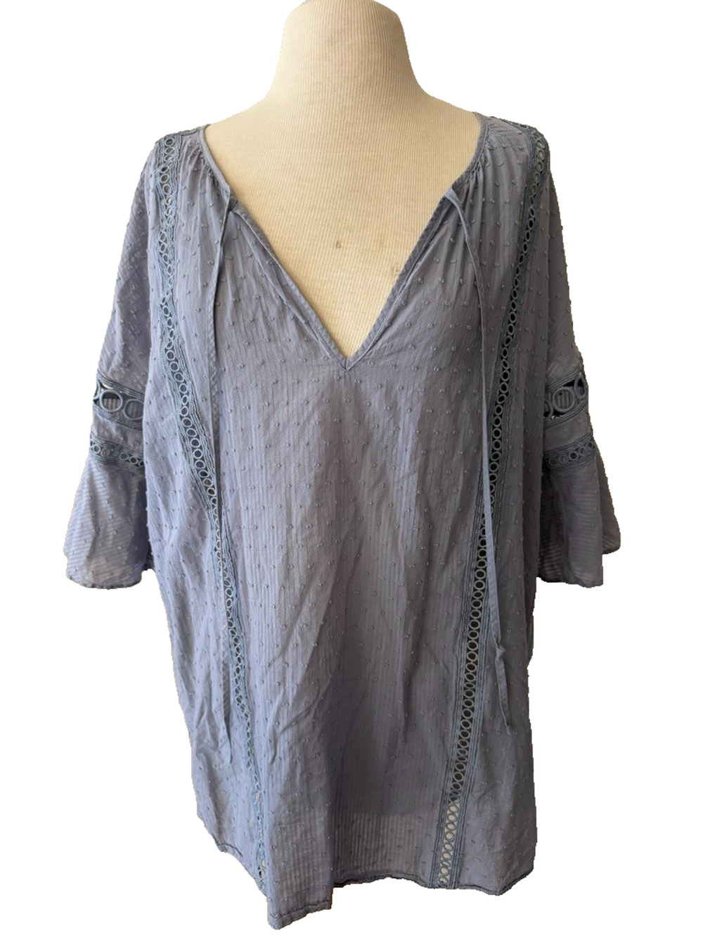 Victoria's Secret Women's Eyelet Dusty Blue Tunic Cover Up Beach Pool Medium